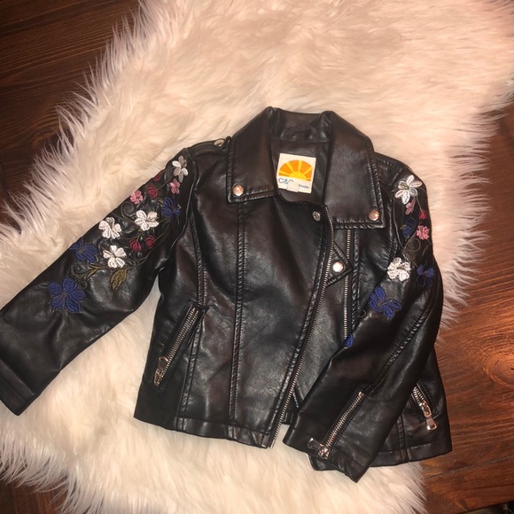 C & C California Other - leather (faux) jacket with colorful embroidery